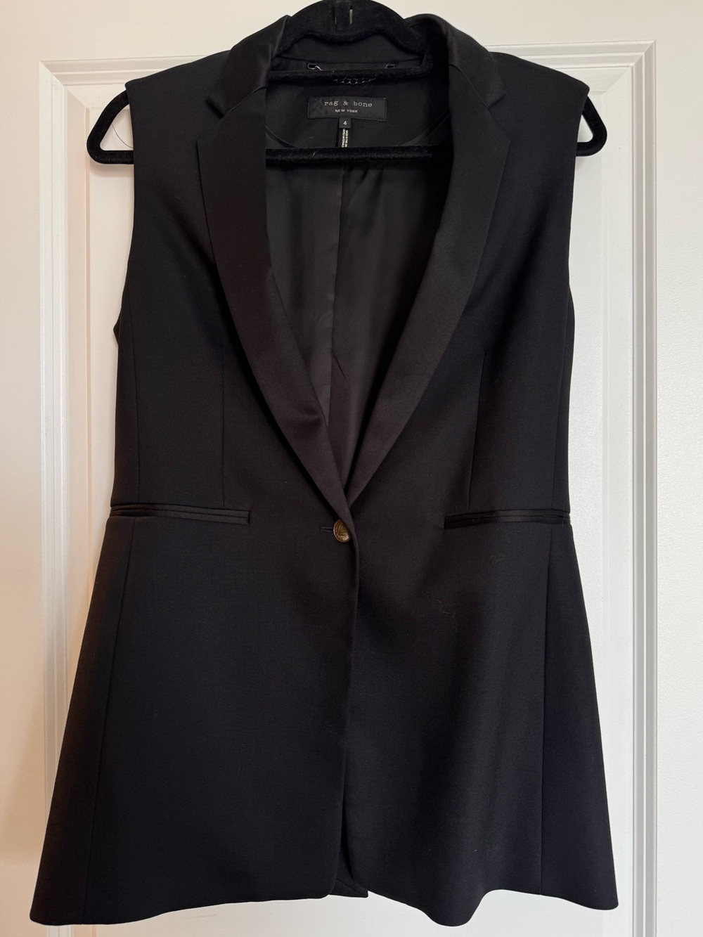 Rag & Bone Black Wool Tuxedo Vest